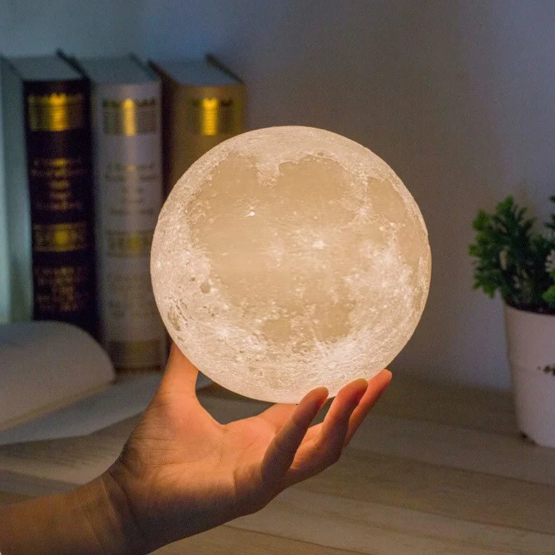 Mini Luminária Lua Cheia Realista com Base sem fio